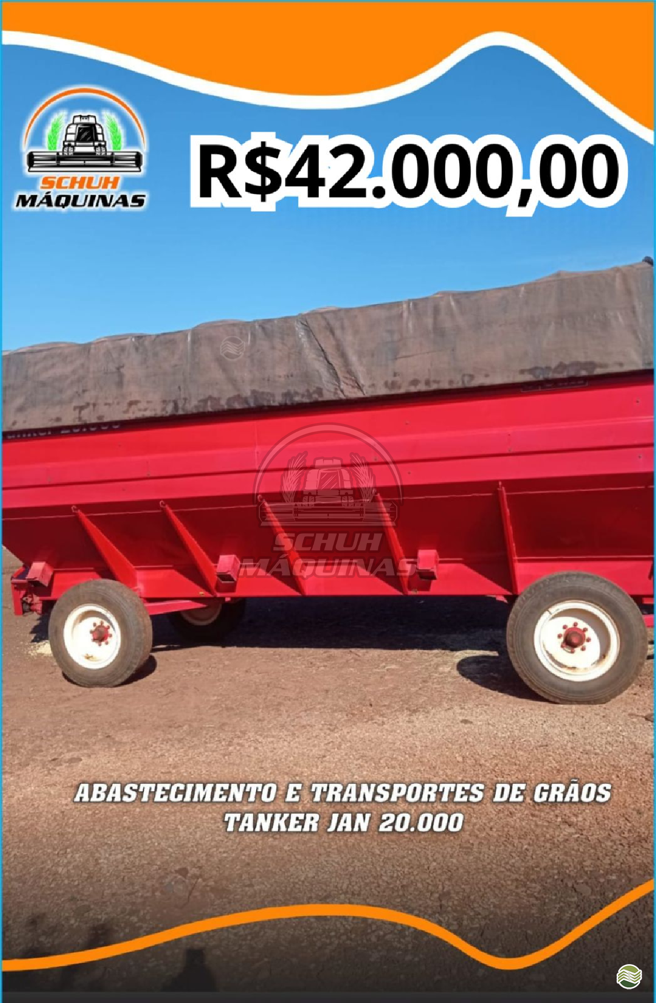 IMPLEMENTOS AGRICOLAS CARRETA BAZUKA GRANELEIRA 20000 Schuh Máquinas MARECHAL CANDIDO RONDON PARANÁ PR
